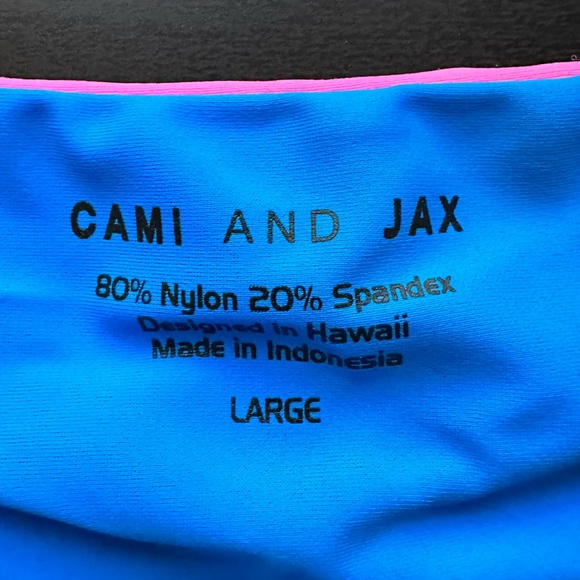 CAMI AND JAX Elizabeth Bikini Bottom in Blue Cina & Fuschia Side Tie size Large - Picture 7 of 7